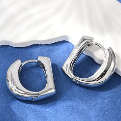 Brass D-Shaped Hoop Earrings&nbsp;EJEW-Q016-17P