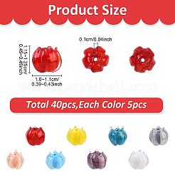 40Pcs 8 Colors Handmade Lampwork Beads&nbsp;LAMP-YW0001-86