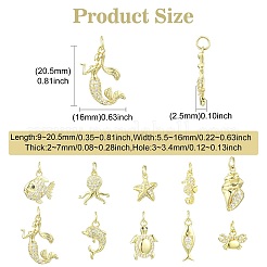10Pcs 10 Styles Brass Micro Pave Cubic Zirconia Pendants&nbsp;KK-CJ0003-56
