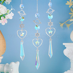 3Pcs Alloy Planet Star Hanging Ornaments&nbsp;HJEW-TA00368