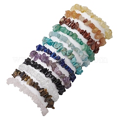 12Pcs Natural & Synthetic Gemstone Chips Stretch Bracelets For Women Men&nbsp;BJEW-JB11341