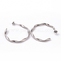 Tarnish Resistant 201 Stainless Steel Wave C-shape Stud Earrings with 304 Stainless Steel Pins&nbsp;EJEW-G298-04P