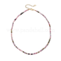 4.5MM Faceted Round Natural Multicolor Tourmaline Beaded Necklaces&nbsp;NJEW-JN05900