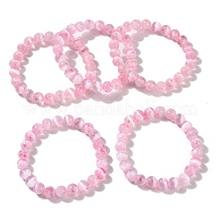 Dyed Natural Selenite Round Beaded Stretch Bracelet for Women&nbsp;BJEW-G697-02B