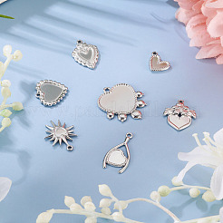 7Pcs 7 Styles 304 Stainless Steel Pendant Cabochon Settings&nbsp;STAS-TA0005-83