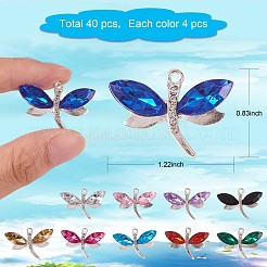 40Pcs 10 Colors Alloy Rhinestones Charms&nbsp;JX147A