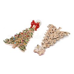 Bowknot Christmas Tree Alloy Colorful Rhinestone & Enamel Dangle Stud Earrings for Women&nbsp;EJEW-L203-11KCG