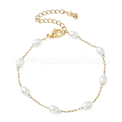 Oval ABS Imitation Pearl Beaded Link Bracelets for Women&nbsp;BJEW-JB11839