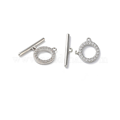 Rack Plating Brass Micro Pave Clear Cubic Zirconia Toggle Clasps&nbsp;KK-M272-11P
