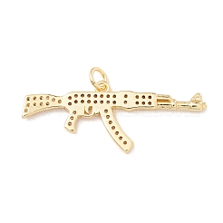 Brass Micro Pave Clear Cubic Zirconia Pendants&nbsp;ZIRC-P098-13G