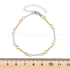 Two-tone 304 Stainless Steel Twisted Rope Link Chain Bracelets for Women&nbsp;BJEW-A160-09GP