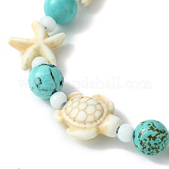 Turtle & Starfish & Round Synthetic Green Turquoise Braided Beaded Bracelets&nbsp;BJEW-TA00363