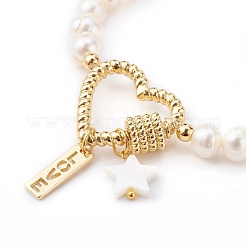 Brass Heart Link Bracelets for Valentine's Day&nbsp;BJEW-JB05954