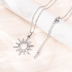 304 Stainless Steel Sun Pendant Cable Chain Necklaces for Men Women&nbsp;NJEW-K308-04A-P