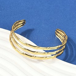 Hollow Out 304 Stainless Steel Cuff Bangles for Women&nbsp;BJEW-Z097-01G