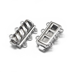 Rhodium Plated 925 Sterling Silver Box Clasps&nbsp;X-STER-L057-017P