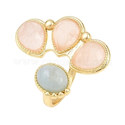 Natural Rose Quartz & Natural Aquamarine Cuff Rings&nbsp;GG-G001-03G-02