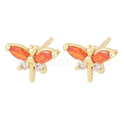 Brass Micro Pave Cubic Zirconia Stud Earrings for Women&nbsp;KK-A305-08G