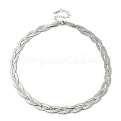 Non-Tarnish 304 Stainless Steel Interlocking Triple Herringbone Chain Necklace for Men Women&nbsp;NJEW-H167-01P