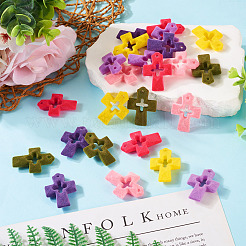 24Pcs 6 Colors Flocking Resin Hollow Pendants&nbsp;RESI-TA0002-76