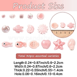 30Pcs 15 Styles Handmade Porcelain Beads&nbsp;PORC-YW0001-74
