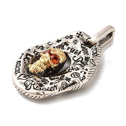 Rack Plating Brass Micro Pave Cubic Zirconia with Sea shell Pendants&nbsp;KK-Q795-15B-AS