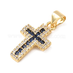 Brass Micro Pave Cubic Zirconia Pendants&nbsp;CU-CJC290F-01B-G-RS