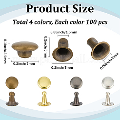 400Pcs 4 Colors Alloy Snap Rivet Butt Screw&nbsp;FIND-GF0009-29