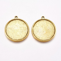 Tibetan Style Pendant Cabochon Settings&nbsp;TIBEP-1811-AG-NR