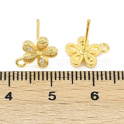 Brass Micro Pave Clear Cubic Zirconia Stud Earring Findings&nbsp;KK-Z099-01G-02
