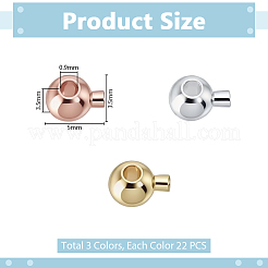 66Pcs 3 Colors Brass Crimp Beads&nbsp;KK-GA0002-61