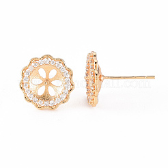 Brass Micro Pave Clear Cubic Zirconia Stud Earrings Findings&nbsp;KK-T062-123G-NF