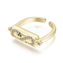 Brass Micro Pave Cubic Zirconia Cuff Rings&nbsp;RJEW-S044-118-NF
