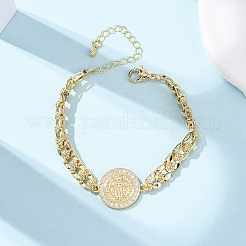 Brass Micro Pave Clear Cubic Zirconia Link Bracelets for Women&nbsp;BJEW-G769-01G