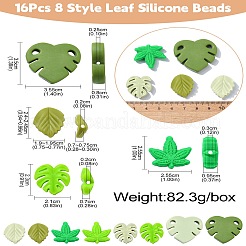 16Pcs 8 Style Leaf Silicone Beads&nbsp;SIL-CJ0001-73
