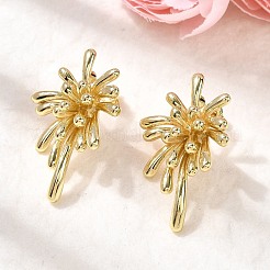 Brass Flower Stud Earrings&nbsp;EJEW-H171-02B-G