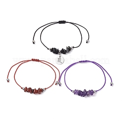 3Pcs Constellations Adjustable Nylon Cord Braided Bead Bracelets for Women Men&nbsp;BJEW-JB11325-08