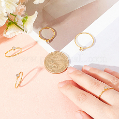 5Pcs 5 Style Flat Round Rhinestone Finger Rings&nbsp;RJEW-UN0001-08