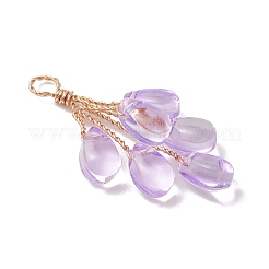 Light Gold Copper Wire Wrapped Transparent Glass Pendants&nbsp;PALLOY-JF04865