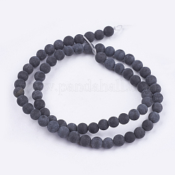 Natural Black Stone Bead Strands&nbsp;X-G-R193-01-6mm