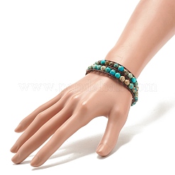 Round Natural Imperial Jasper(Dyed) Braided Wrap Bracelet&nbsp;BJEW-JB08175