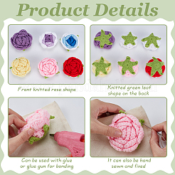 6Pcs 6 Colors 3D Rose Yarn Knitting&nbsp;DIY-FG0007-32
