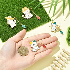4Pcs 4 Styles Cat and Fish Enamel Pin&nbsp;JEWB-CJ0003-43