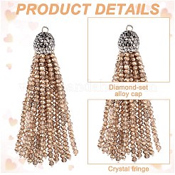4Pcs 2 Colors Glass Alloy Tassel Pendants&nbsp;FIND-GO0003-14