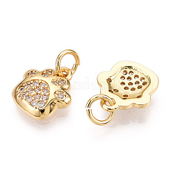 Brass Micro Pave Clear Cubic Zirconia Charms&nbsp;KK-T070-06G-NF