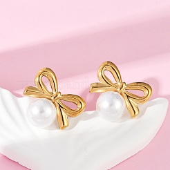 304 Stainless Steel Natural Shell Stud Earrings&nbsp;EJEW-G423-10G-01