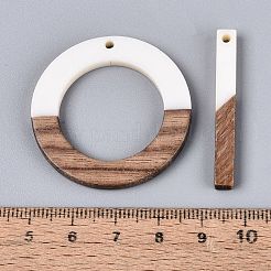 16Pcs 8 Styles Opaque Resin & Walnut Wood Pendants&nbsp;RESI-N053-23