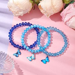 Electroplated Faceted Rondelle Glass Beaded Stretch Bracelet Sets&nbsp;BJEW-JB10482