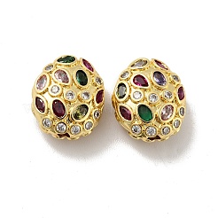 Oval Brass Micro Pave Cubic Zirconia Beads&nbsp;KK-G419-16G