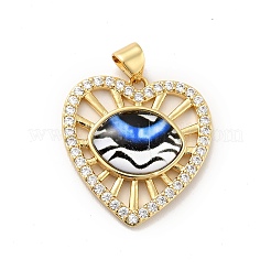 Heart Brass Micro Pave Clear Cubic Zirconia Pendants&nbsp;KK-G419-11G-03